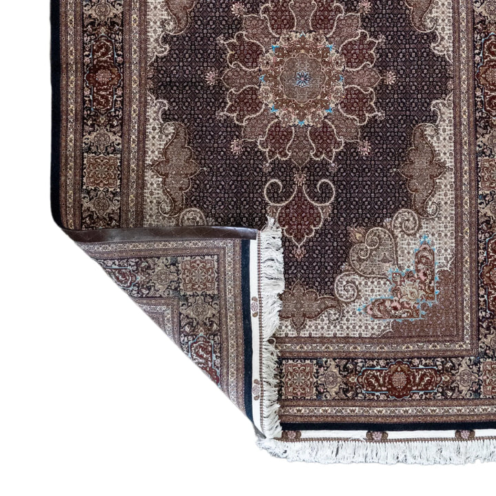 5' 0" x 7' 1" - NAVY AND NAVY TABRIZ FISH DESIGN PERSIAN RUG ( 152 x 216 CM )