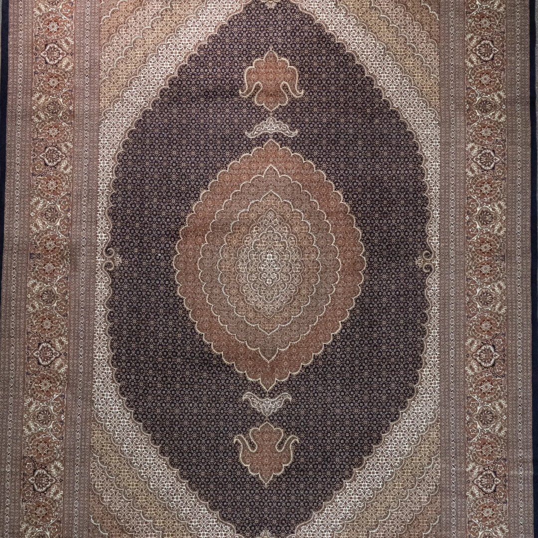 8' 2" x 11' 9" - NAVY AND ROSE TABRIZ FISH DESIGN PERSIAN RUG ( 249 x 358 CM )