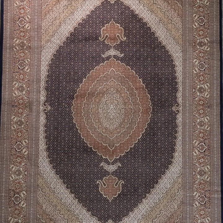 8' 2" x 11' 9" - NAVY AND ROSE TABRIZ FISH DESIGN PERSIAN RUG ( 249 x 358 CM )