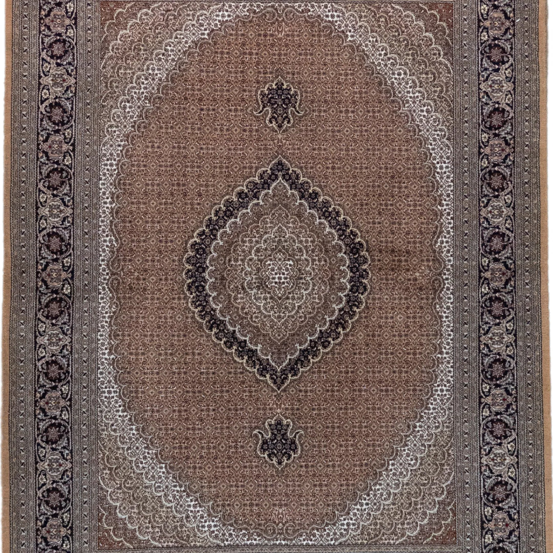 5' 0" x 6' 9" - ROSE AND NAVY TABRIZ FISH DESIGN PERSIAN RUG ( 152 x 206 CM )