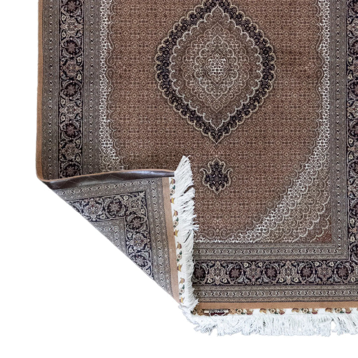 5' 0" x 6' 9" - ROSE AND NAVY TABRIZ FISH DESIGN PERSIAN RUG ( 152 x 206 CM )