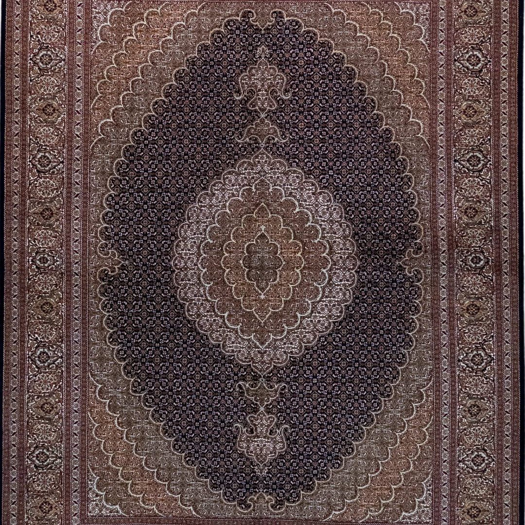 5' 1" x 6' 11" - NAVY AND GREEN TABRIZ FISH DESIGN PERSIAN RUG ( 155 x 211 CM )