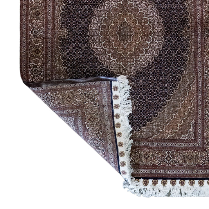 5' 1" x 6' 11" - NAVY AND GREEN TABRIZ FISH DESIGN PERSIAN RUG ( 155 x 211 CM )