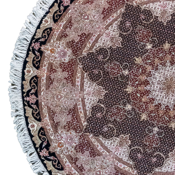 6' 7" x 6' 7" - NAVY AND ROSE TABRIZ FISH DESIGN PERSIAN RUG ( 200 x 200 CM )