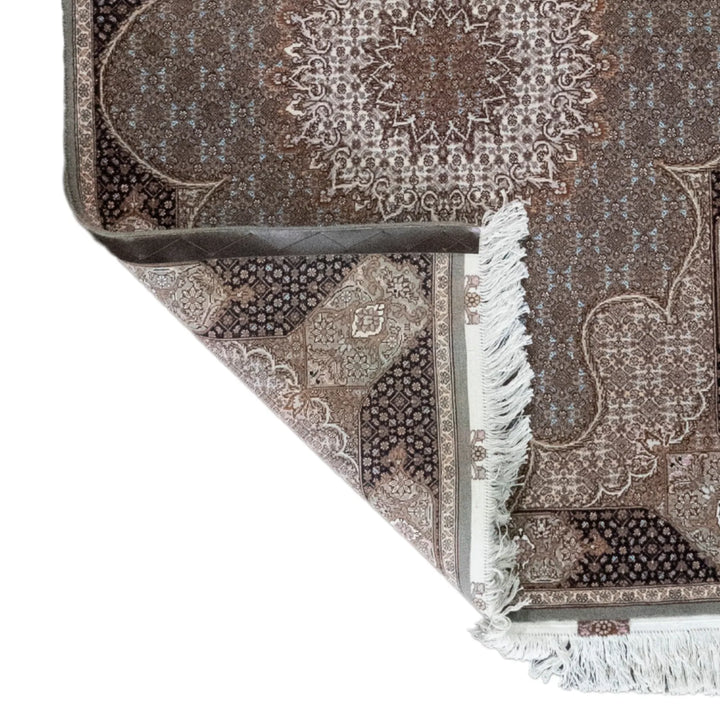 3' 5" x 4' 11" - GRAY AND NAVY TABRIZ FISH DESIGN PERSIAN RUG ( 104 x 150 CM )