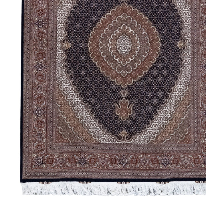 5' 1" x 6' 9" - NAVY AND ROSE TABRIZ FISH DESIGN PERSIAN RUG ( 155 x 206 CM )