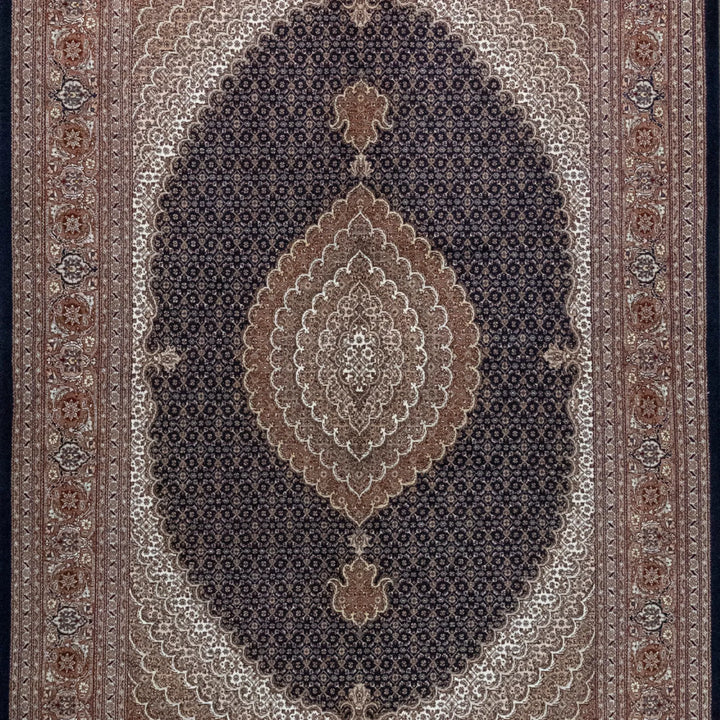 4' 10" x 6' 11" - NAVY AND ROSE TABRIZ FISH DESIGN PERSIAN RUG ( 147 x 211 CM )