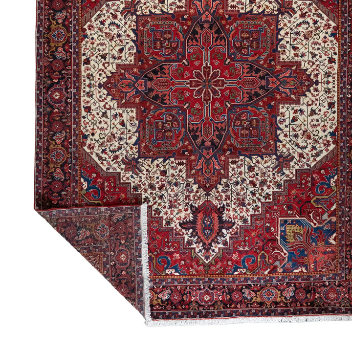 9' 10" x 13' 1" - RED AND NAVY HERIZ GEOMETRIC PERSIAN RUG ( 300 x 399 CM )