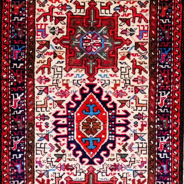 2' 0" x 3' 5" - RUST AND BLUE KARAJEH GEOMETRIC PERSIAN RUG ( 61 x 104 CM )