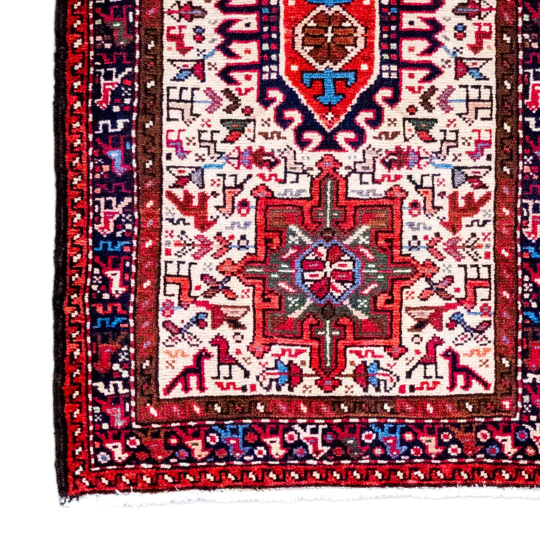 2' 0" x 3' 5" - RUST AND BLUE KARAJEH GEOMETRIC PERSIAN RUG ( 61 x 104 CM )