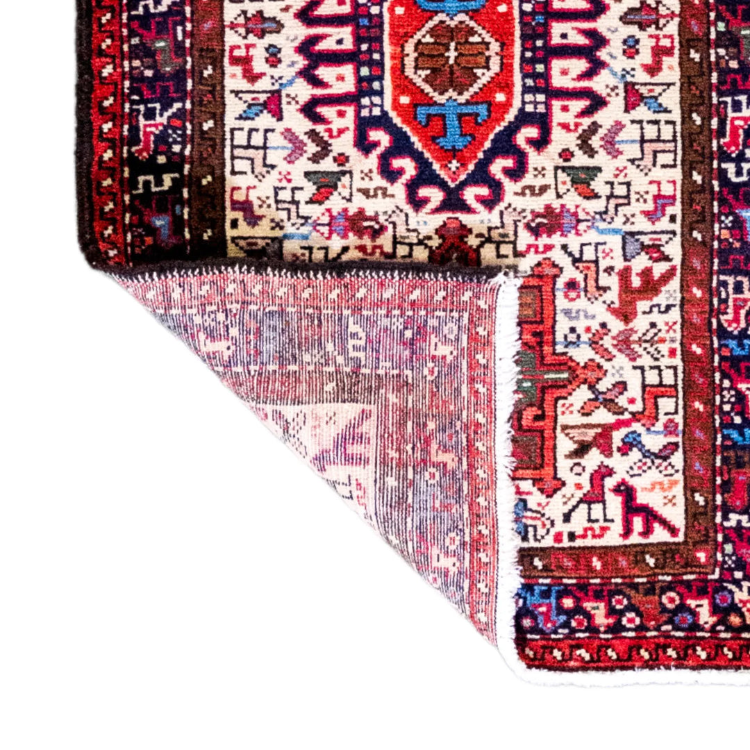 2' 0" x 3' 5" - RUST AND BLUE KARAJEH GEOMETRIC PERSIAN RUG ( 61 x 104 CM )