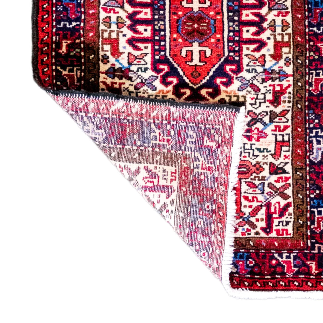 2' 0" x 3' 4" - RUST AND BLUE KARAJEH GEOMETRIC PERSIAN RUG ( 61 x 101 CM )