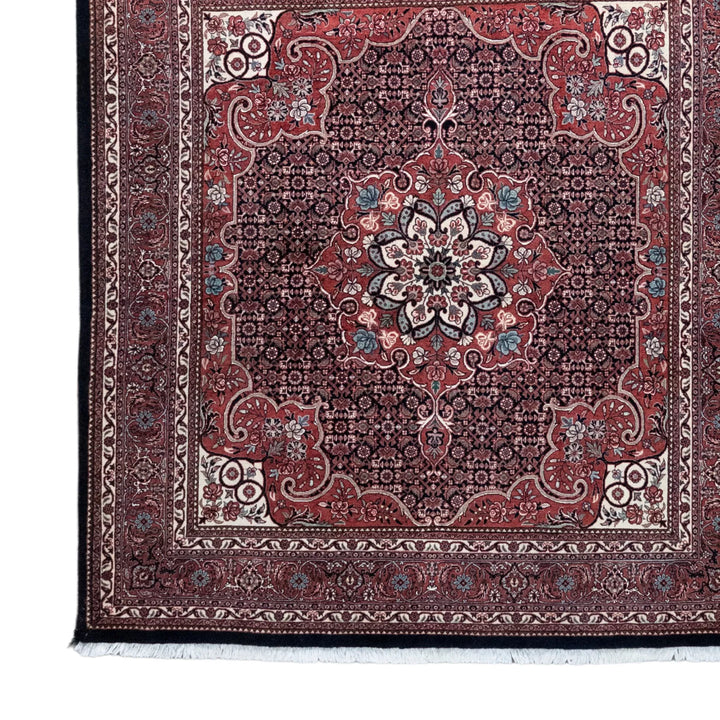 5' 0" x 5' 6" - RED AND RED BIJAR GEOMETRIC PERSIAN RUG ( 152 x 167 CM )