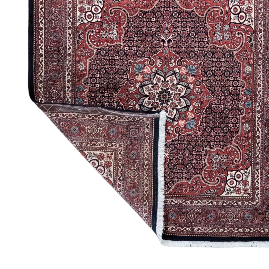 5' 0" x 5' 6" - RED AND RED BIJAR GEOMETRIC PERSIAN RUG ( 152 x 167 CM )