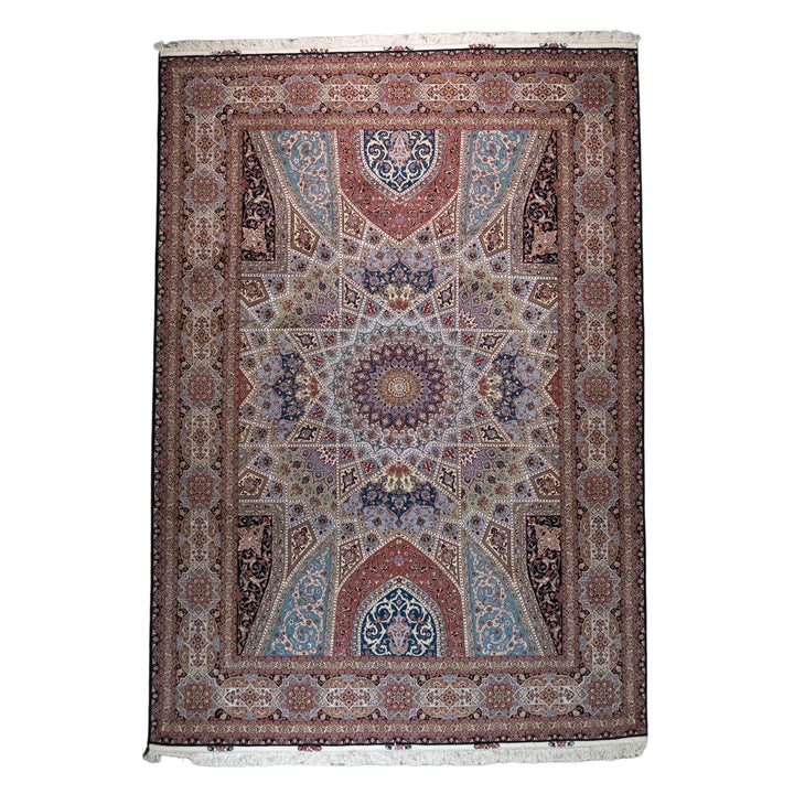 8' 4" x 11' 10" - RED AND MULTICOLOR TABRIZ FLORAL PERSIAN RUG ( 254 x 360 CM )