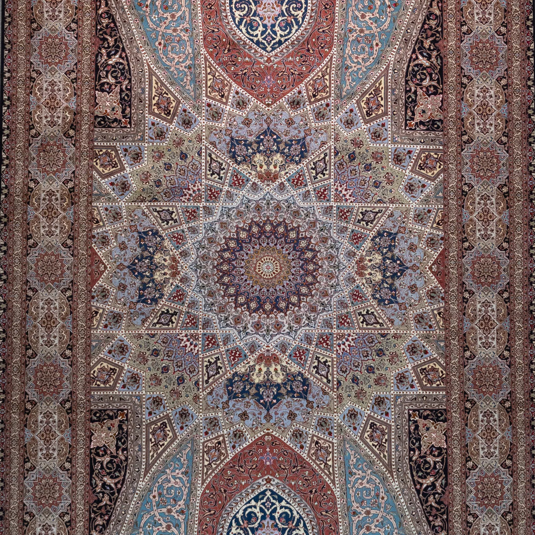 8' 4" x 11' 10" - RED AND MULTICOLOR TABRIZ FLORAL PERSIAN RUG ( 254 x 360 CM )