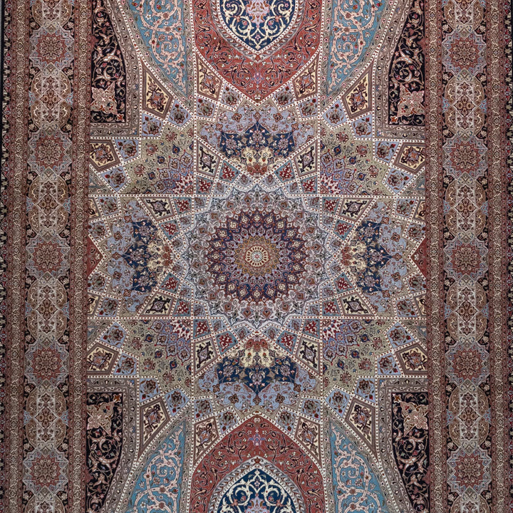8' 4" x 11' 10" - RED AND MULTICOLOR TABRIZ FLORAL PERSIAN RUG ( 254 x 360 CM )
