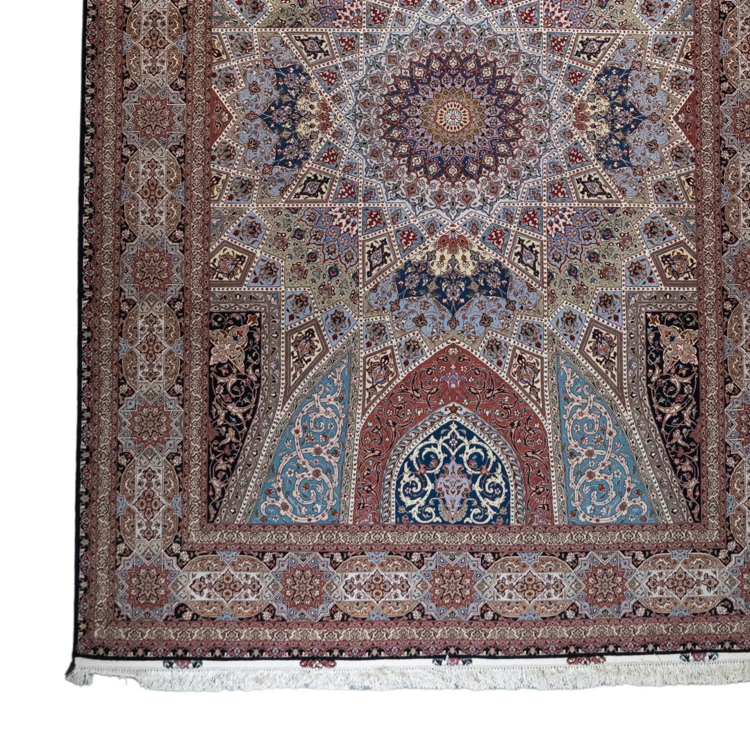 8' 4" x 11' 10" - RED AND MULTICOLOR TABRIZ FLORAL PERSIAN RUG ( 254 x 360 CM )