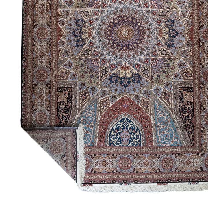 8' 4" x 11' 10" - RED AND MULTICOLOR TABRIZ FLORAL PERSIAN RUG ( 254 x 360 CM )