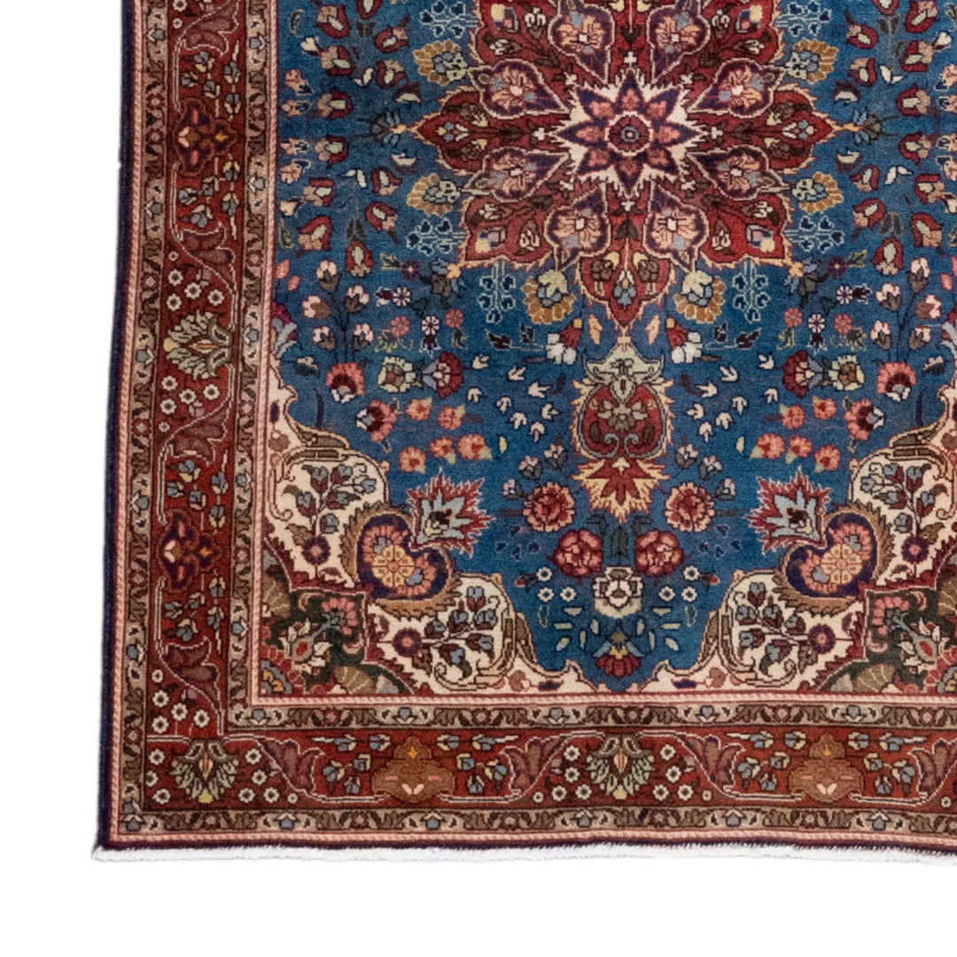3' 5" x 4' 9" - NAVY AND BEIGE TABRIZ FLORAL PERSIAN RUG ( 104 x 145 CM )