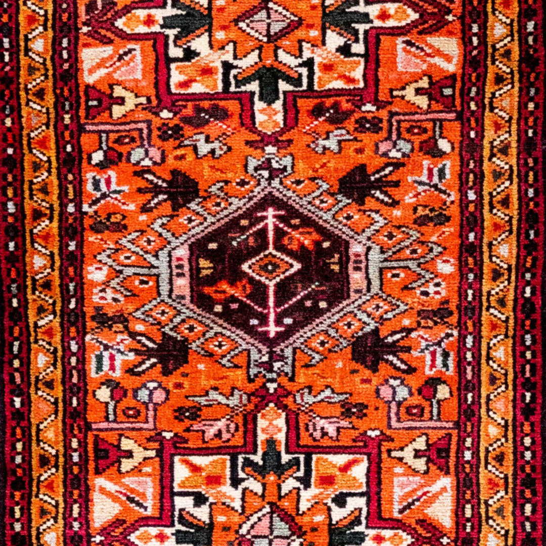 2' 0" x 3' 2" - RUST AND BLUE KARAJEH GEOMETRIC PERSIAN RUG ( 61 x 96 CM )