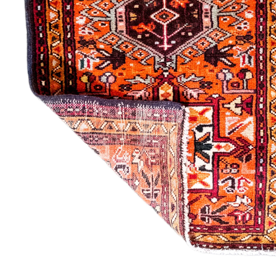 2' 0" x 3' 2" - RUST AND BLUE KARAJEH GEOMETRIC PERSIAN RUG ( 61 x 96 CM )