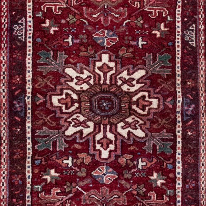 2' 3" x 5' 7" - RED AND RED KARAJEH GEOMETRIC PERSIAN RUG ( 68 x 170 CM )
