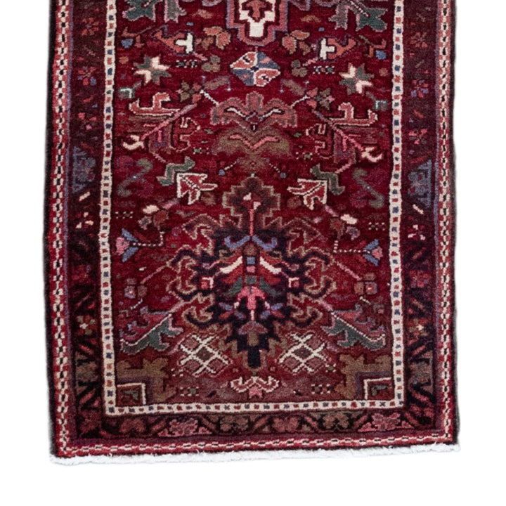 2' 3" x 5' 7" - RED AND RED KARAJEH GEOMETRIC PERSIAN RUG ( 68 x 170 CM )