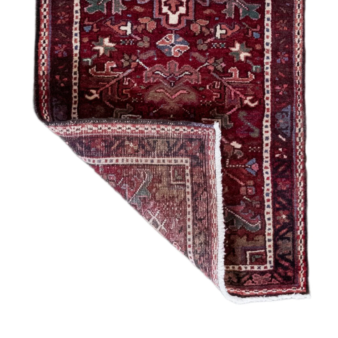 2' 3" x 5' 7" - RED AND RED KARAJEH GEOMETRIC PERSIAN RUG ( 68 x 170 CM )