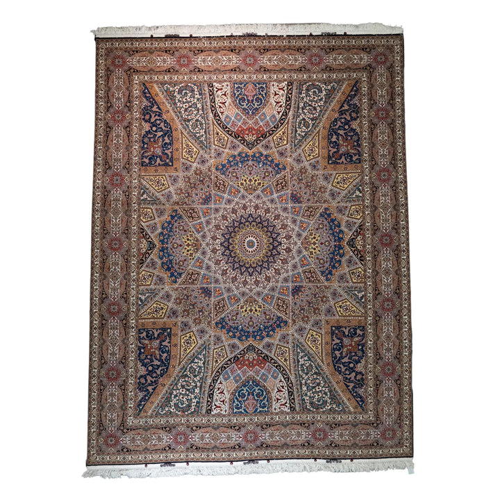 9' 10" x 13' 0" - BEIGE AND ROSE TABRIZ FLORAL PERSIAN RUG ( 300 x 396 CM )