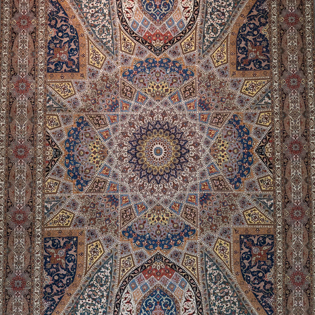 9' 10" x 13' 0" - BEIGE AND ROSE TABRIZ FLORAL PERSIAN RUG ( 300 x 396 CM )