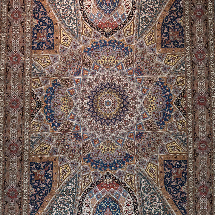 9' 10" x 13' 0" - BEIGE AND ROSE TABRIZ FLORAL PERSIAN RUG ( 300 x 396 CM )