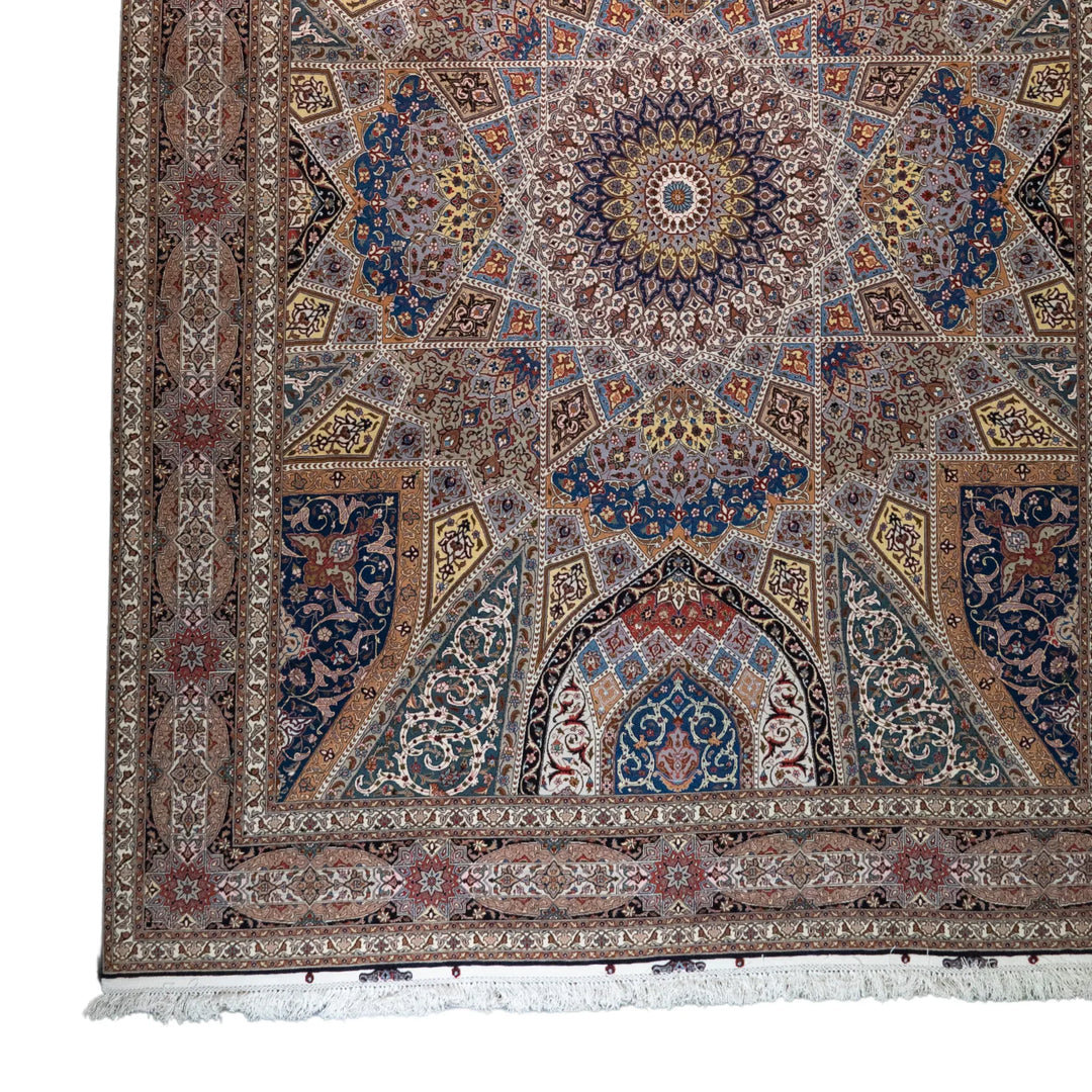 9' 10" x 13' 0" - BEIGE AND ROSE TABRIZ FLORAL PERSIAN RUG ( 300 x 396 CM )