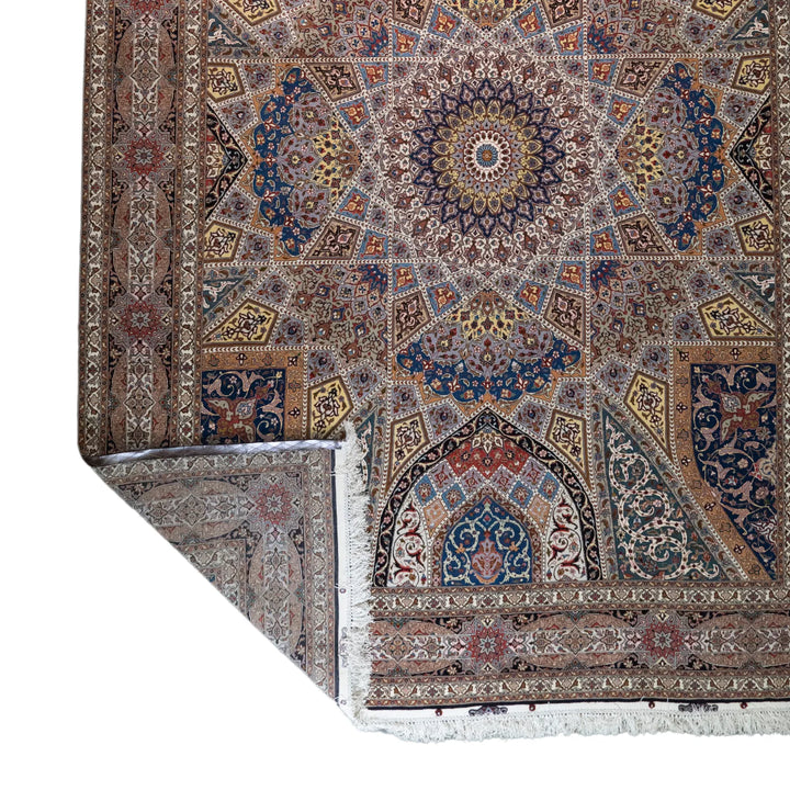 9' 10" x 13' 0" - BEIGE AND ROSE TABRIZ FLORAL PERSIAN RUG ( 300 x 396 CM )