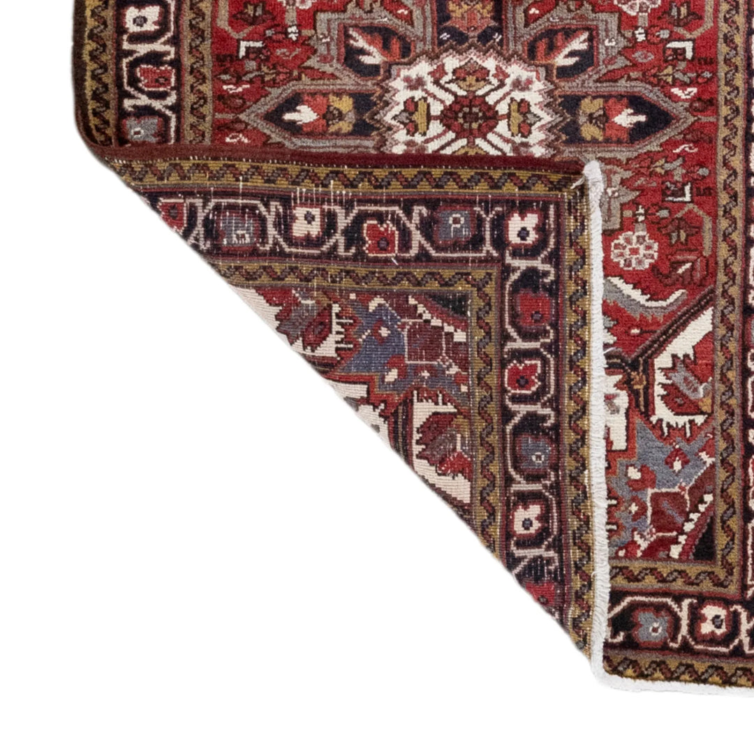 3' 1" x 4' 5" - RED AND NAVY HERIZ GEOMETRIC PERSIAN RUG ( 94 x 134 CM )