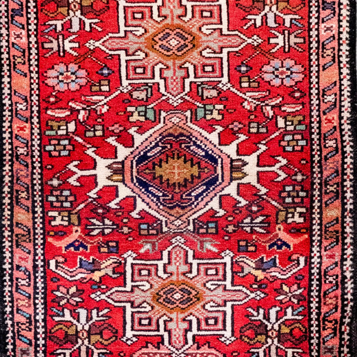 2' 2" x 2' 7" - RED AND RED KARAJEH GEOMETRIC PERSIAN RUG ( 66 x 79 CM )