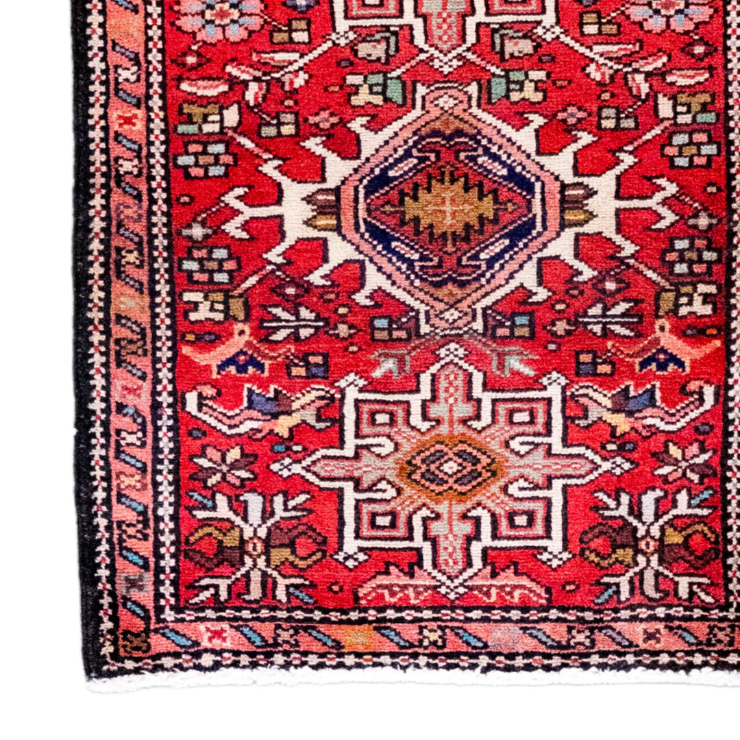2' 2" x 2' 7" - RED AND RED KARAJEH GEOMETRIC PERSIAN RUG ( 66 x 79 CM )