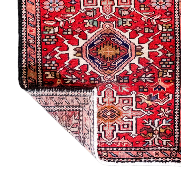 2' 2" x 2' 7" - RED AND RED KARAJEH GEOMETRIC PERSIAN RUG ( 66 x 79 CM )