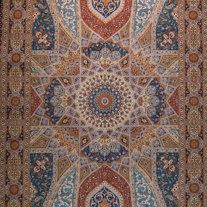 8' 4" x 11' 6" - BEIGE AND ROSE TABRIZ FLORAL PERSIAN RUG ( 254 x 350 CM )