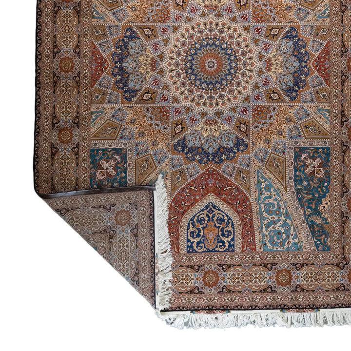 8' 4" x 11' 6" - BEIGE AND ROSE TABRIZ FLORAL PERSIAN RUG ( 254 x 350 CM )