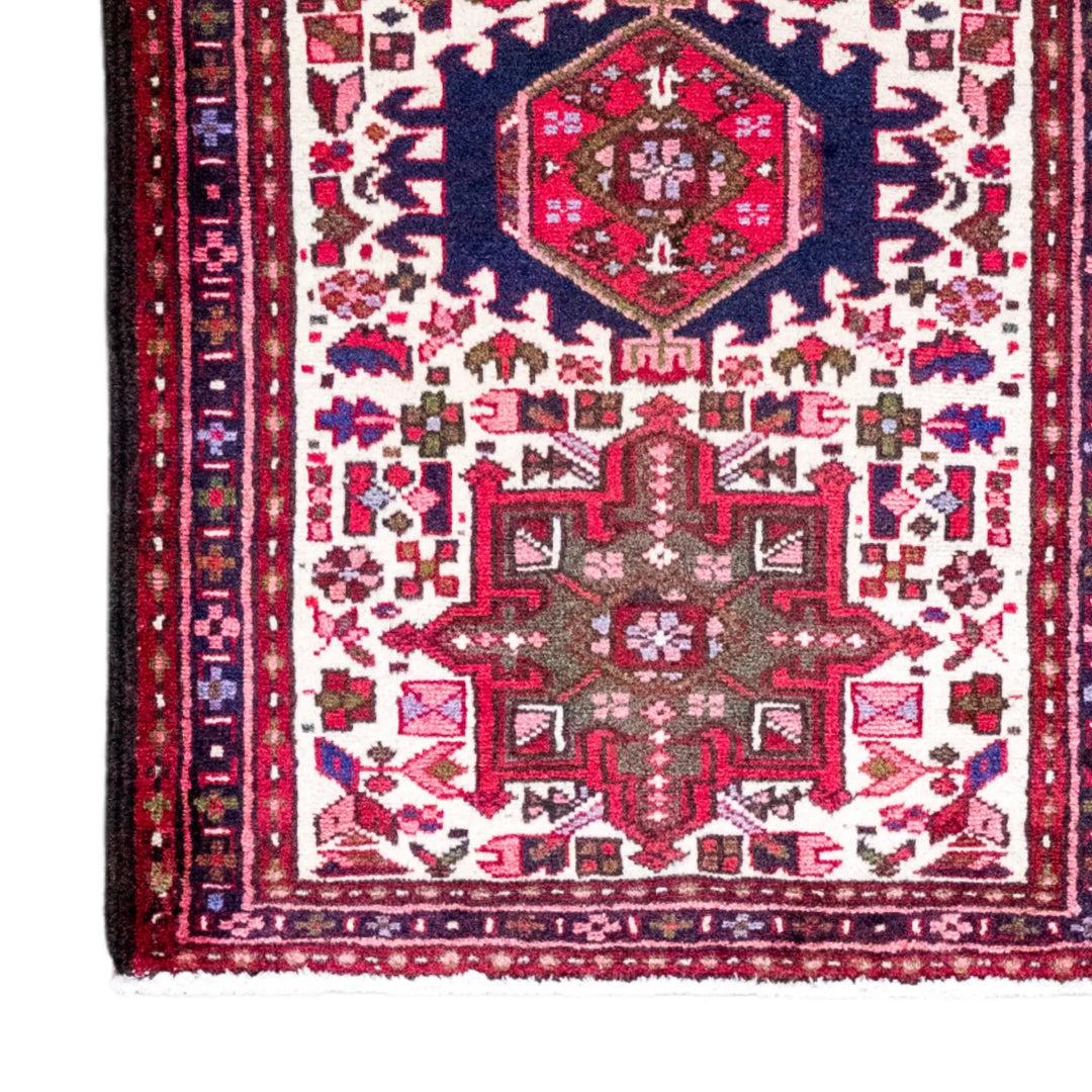 2' 1" x 2' 11" - BEIGE AND RED KARAJEH GEOMETRIC PERSIAN RUG ( 63 x 89 CM )