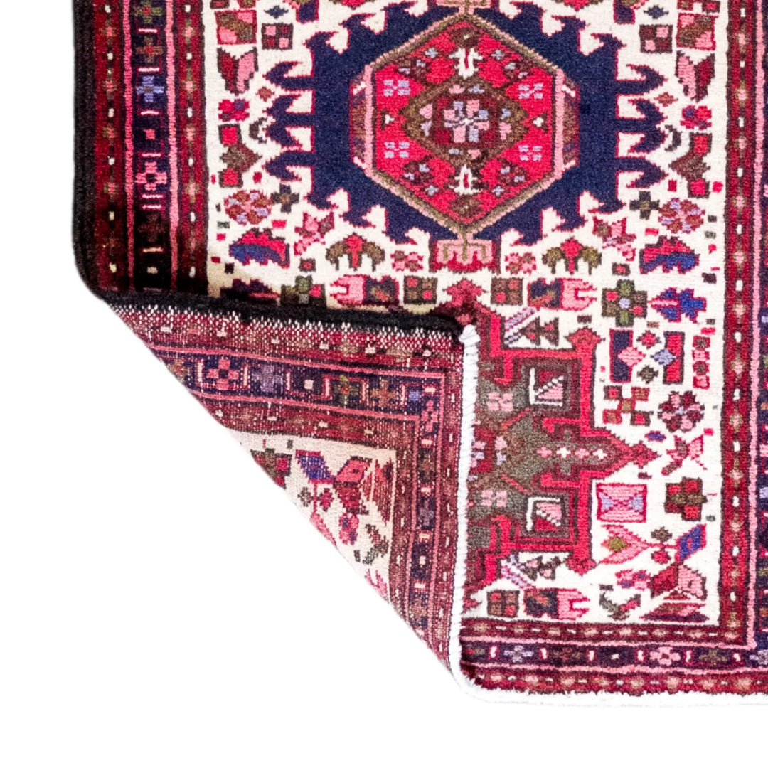 2' 1" x 2' 11" - BEIGE AND RED KARAJEH GEOMETRIC PERSIAN RUG ( 63 x 89 CM )