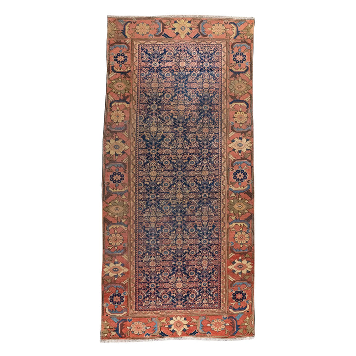 5' 0" x 9' 10" - NAVY AND RED MALAYER FLORAL PERSIAN RUG ( 152 x 300 CM )
