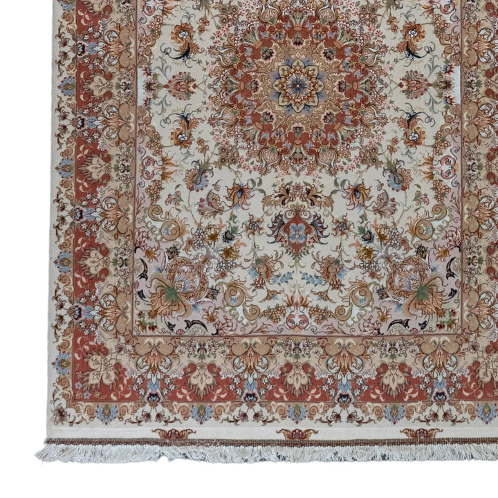 10' 2" x 13' 10" - BEIGE AND ROSE NAEIN FLORAL PERSIAN RUG ( 310 x 421 CM )