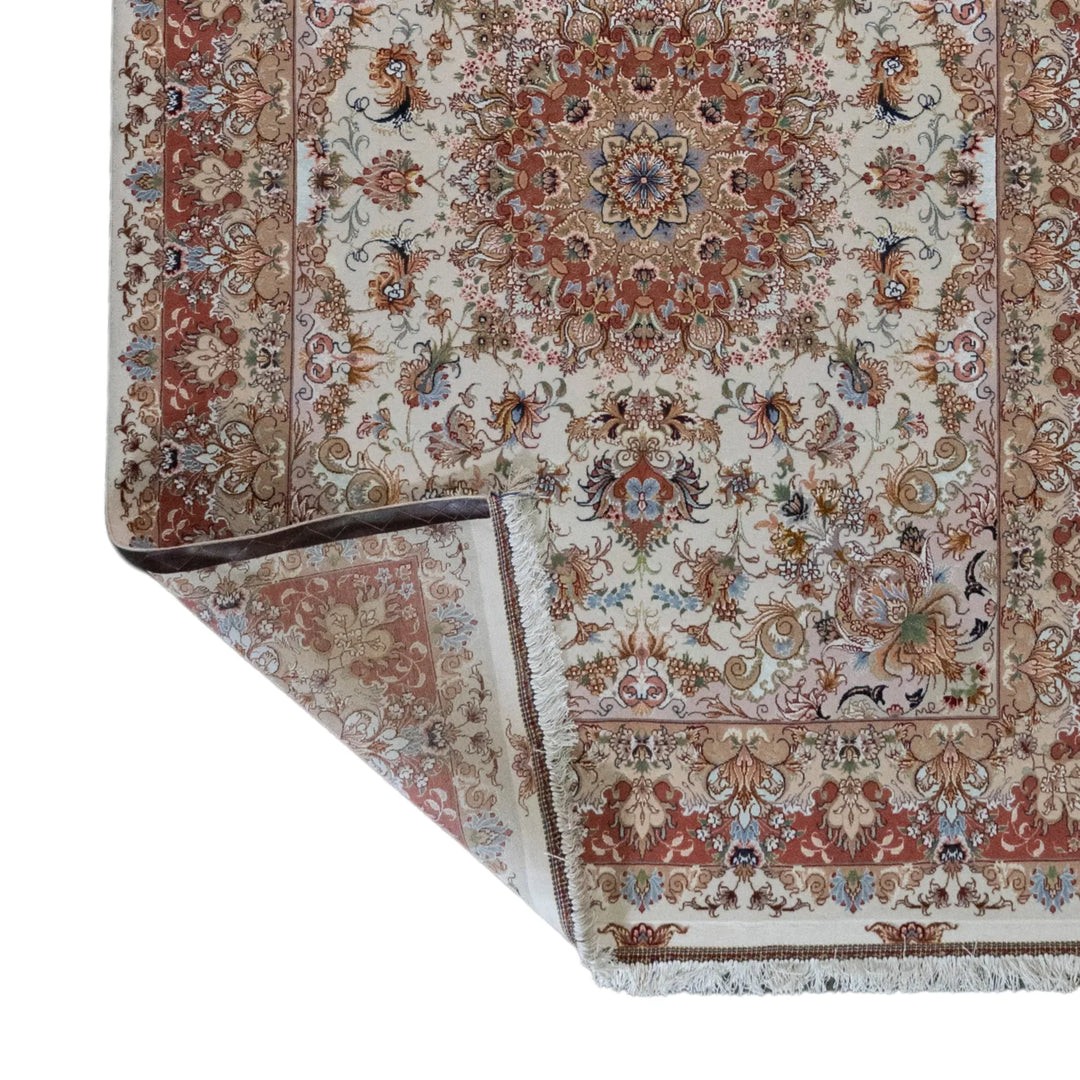 10' 2" x 13' 10" - BEIGE AND ROSE NAEIN FLORAL PERSIAN RUG ( 310 x 421 CM )
