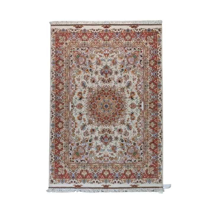 10' 2" x 13' 10" - BEIGE AND ROSE NAEIN FLORAL PERSIAN RUG ( 310 x 421 CM )