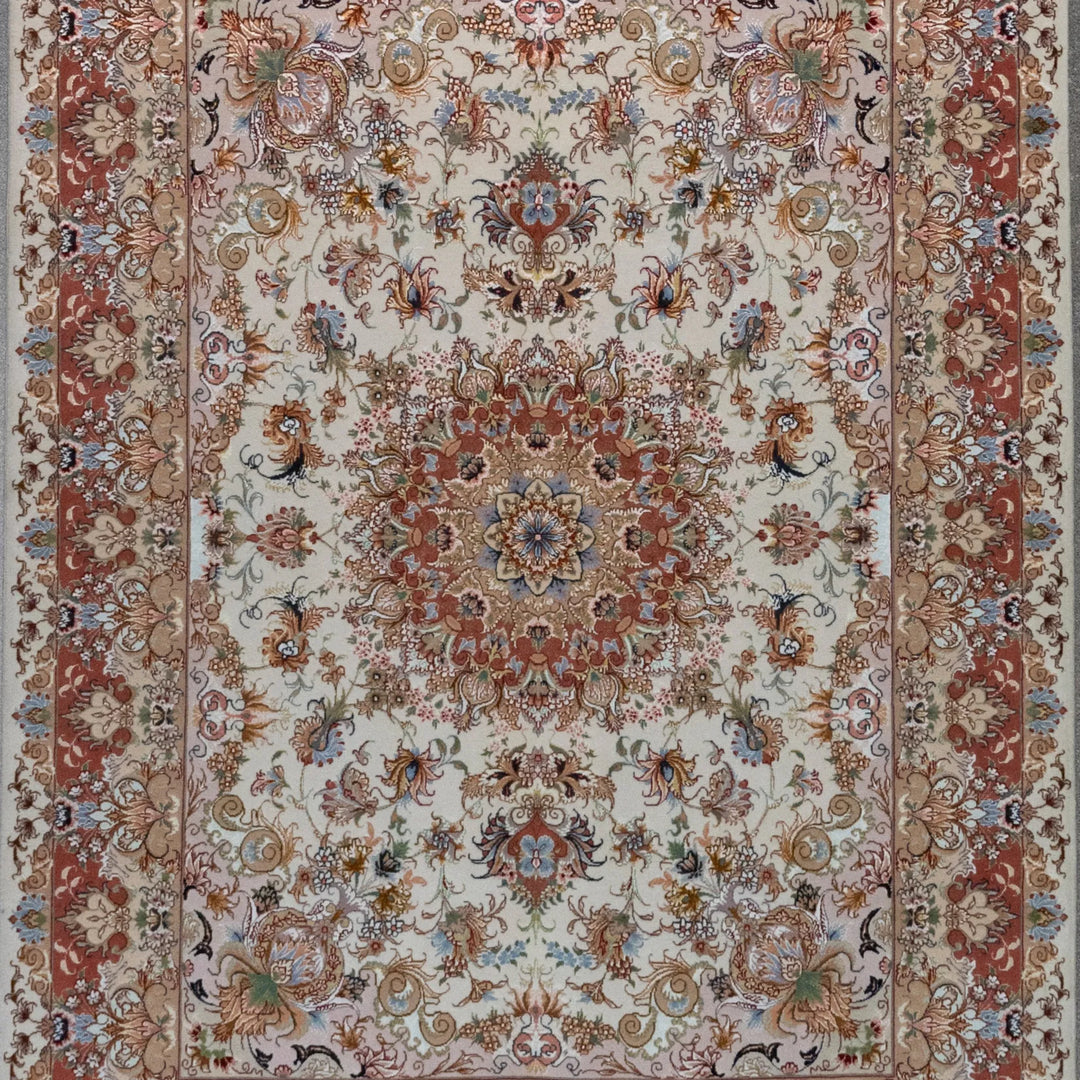 10' 2" x 13' 10" - BEIGE AND ROSE NAEIN FLORAL PERSIAN RUG ( 310 x 421 CM )