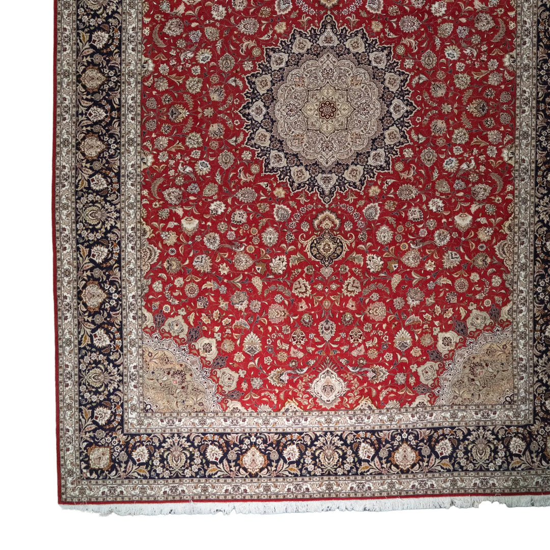 11' 4" x 16' 3" - RED AND BLACK TABRIZ FLORAL PERSIAN RUG ( 345 x 495 CM )
