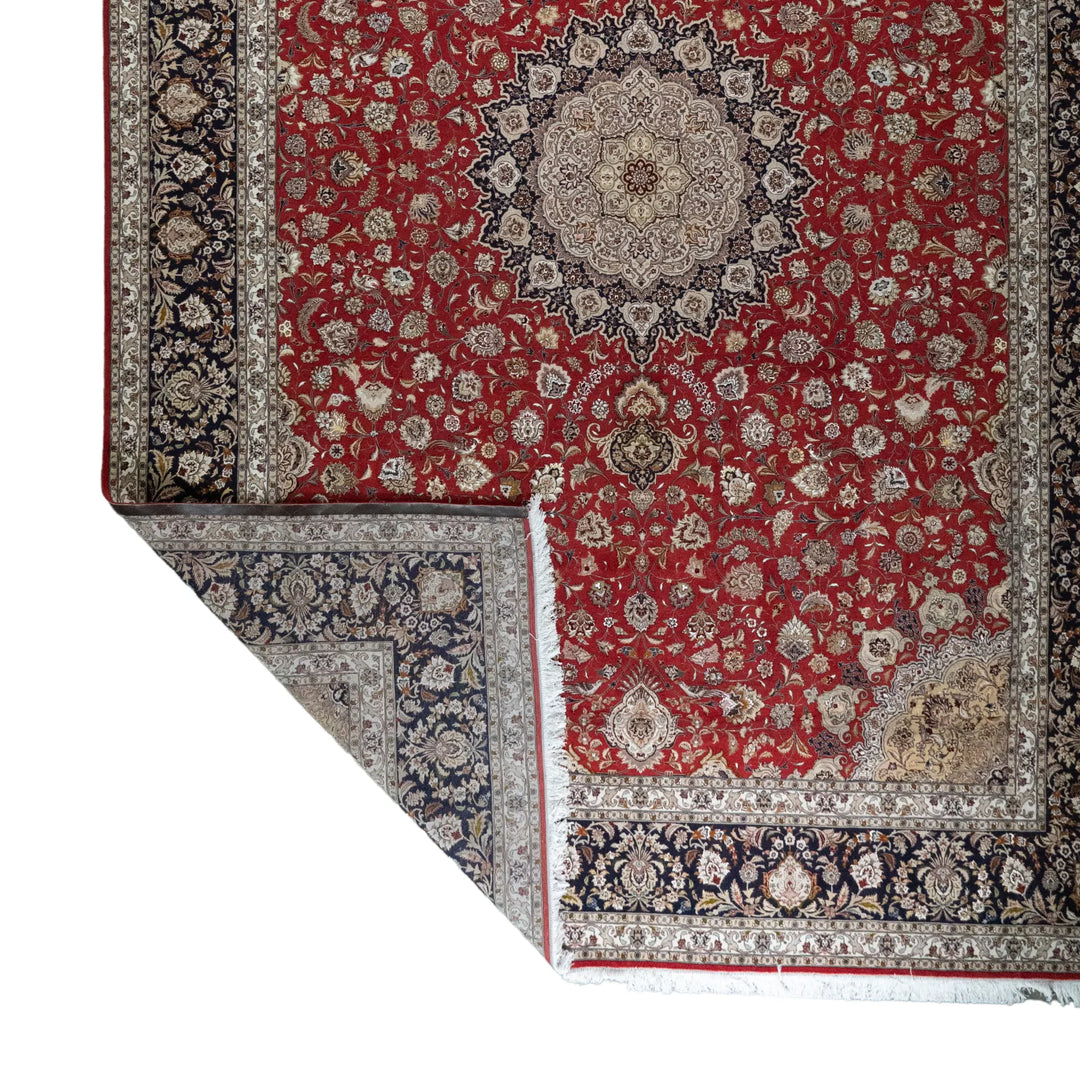 11' 4" x 16' 3" - RED AND BLACK TABRIZ FLORAL PERSIAN RUG ( 345 x 495 CM )