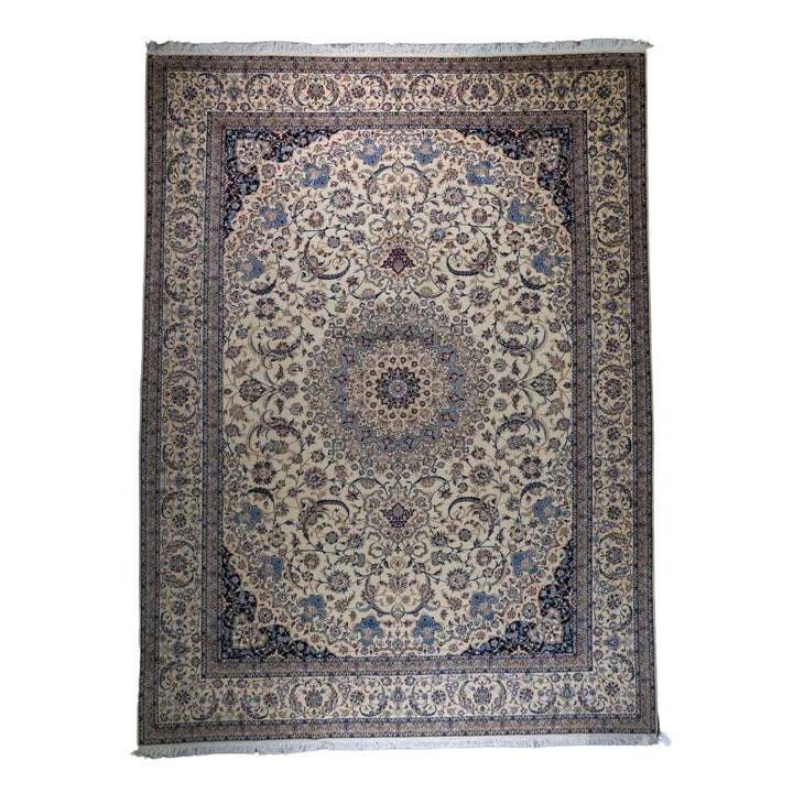 10' 0" x 13' 3" - BEIGE AND BEIGE NAEIN FLORAL PERSIAN RUG ( 305 x 404 CM )